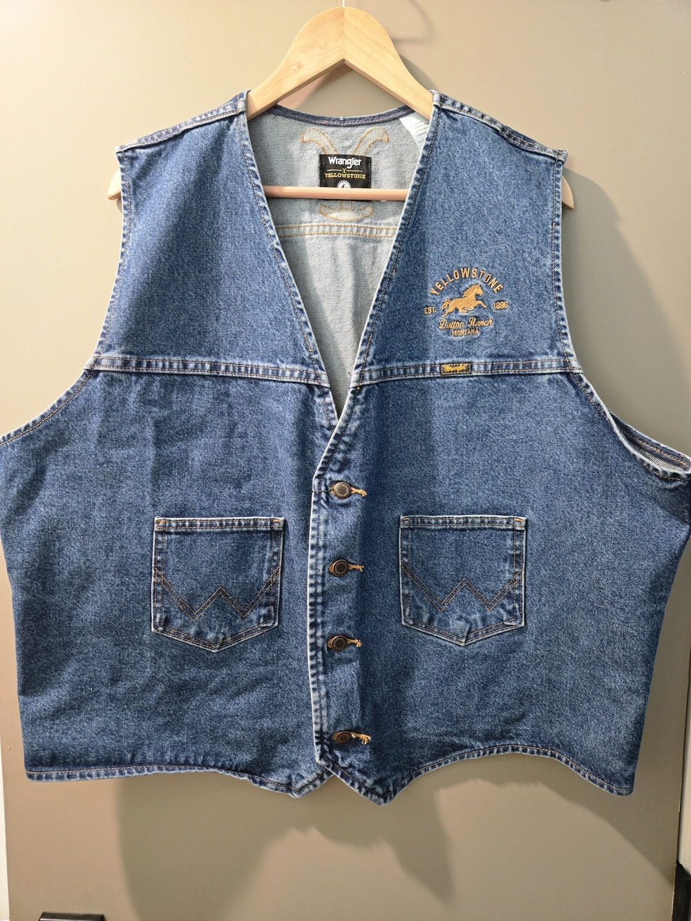 Wrangler x Yellowstone Dutton Ranch Denim Vest XXL Western Cowboy